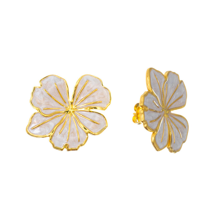 Colourful gold plated flower earrings (Steel 316L)