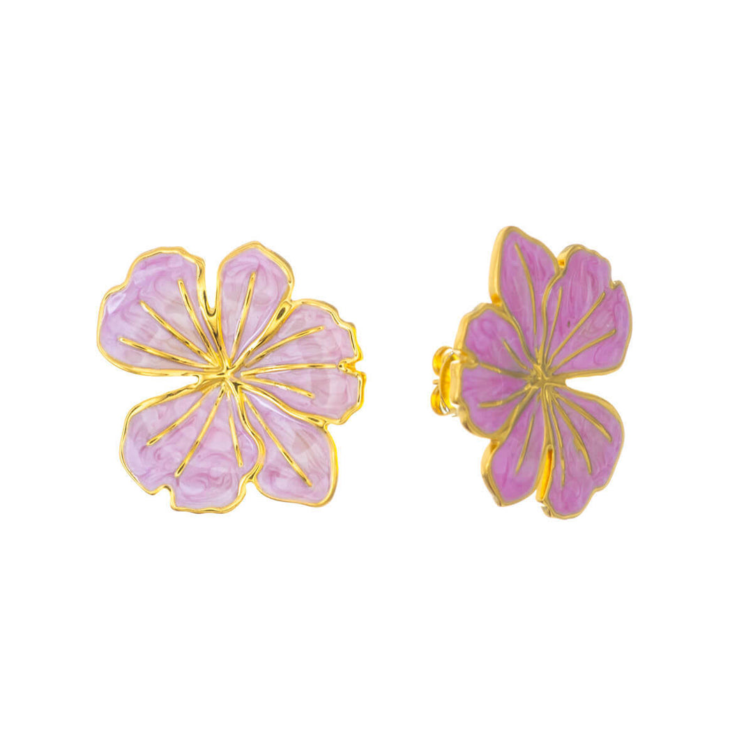 Colourful gold plated flower earrings (Steel 316L)