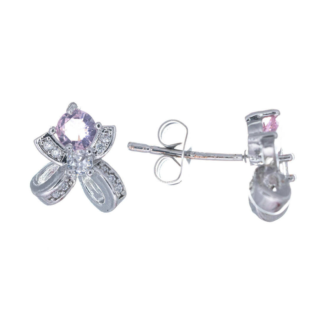 Bow earrings with stone (316L steel)