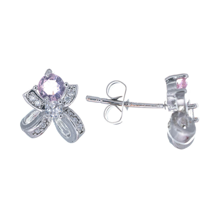 Bow earrings with stone (316L steel)