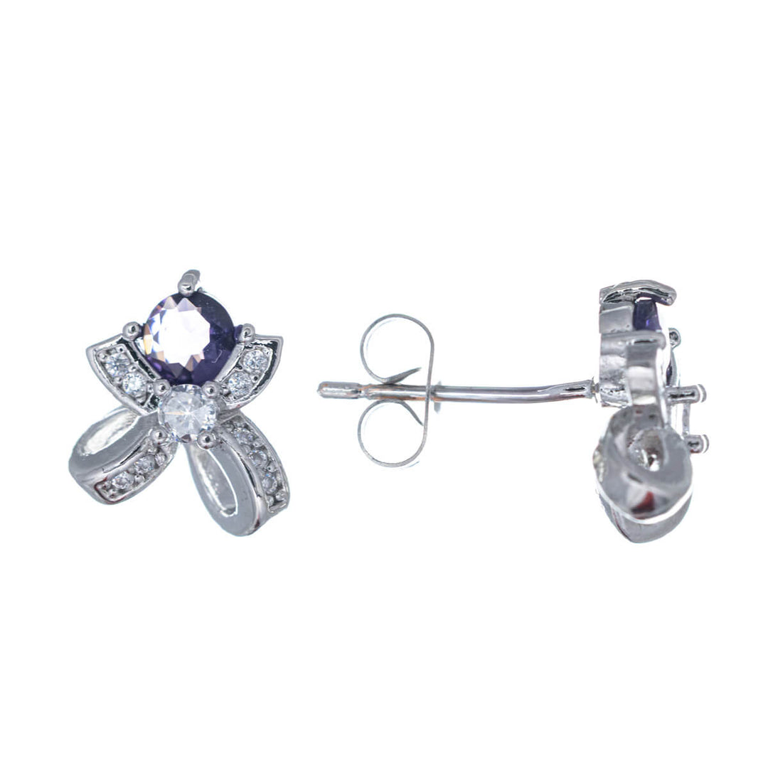 Bow earrings with stone (316L steel)