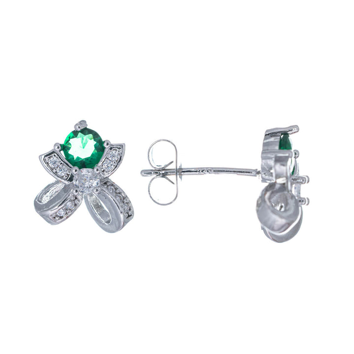 Bow earrings with stone (316L steel)