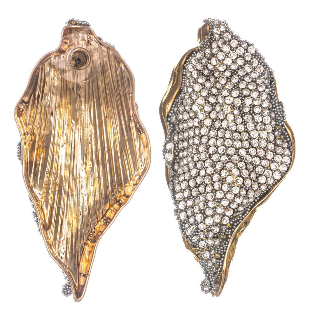 Rhinestone leaf earrings