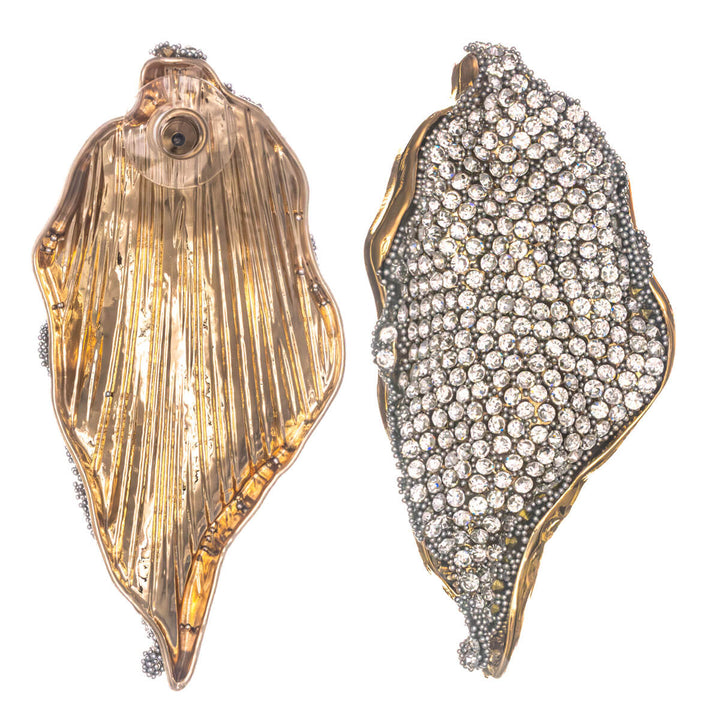 Rhinestone leaf earrings