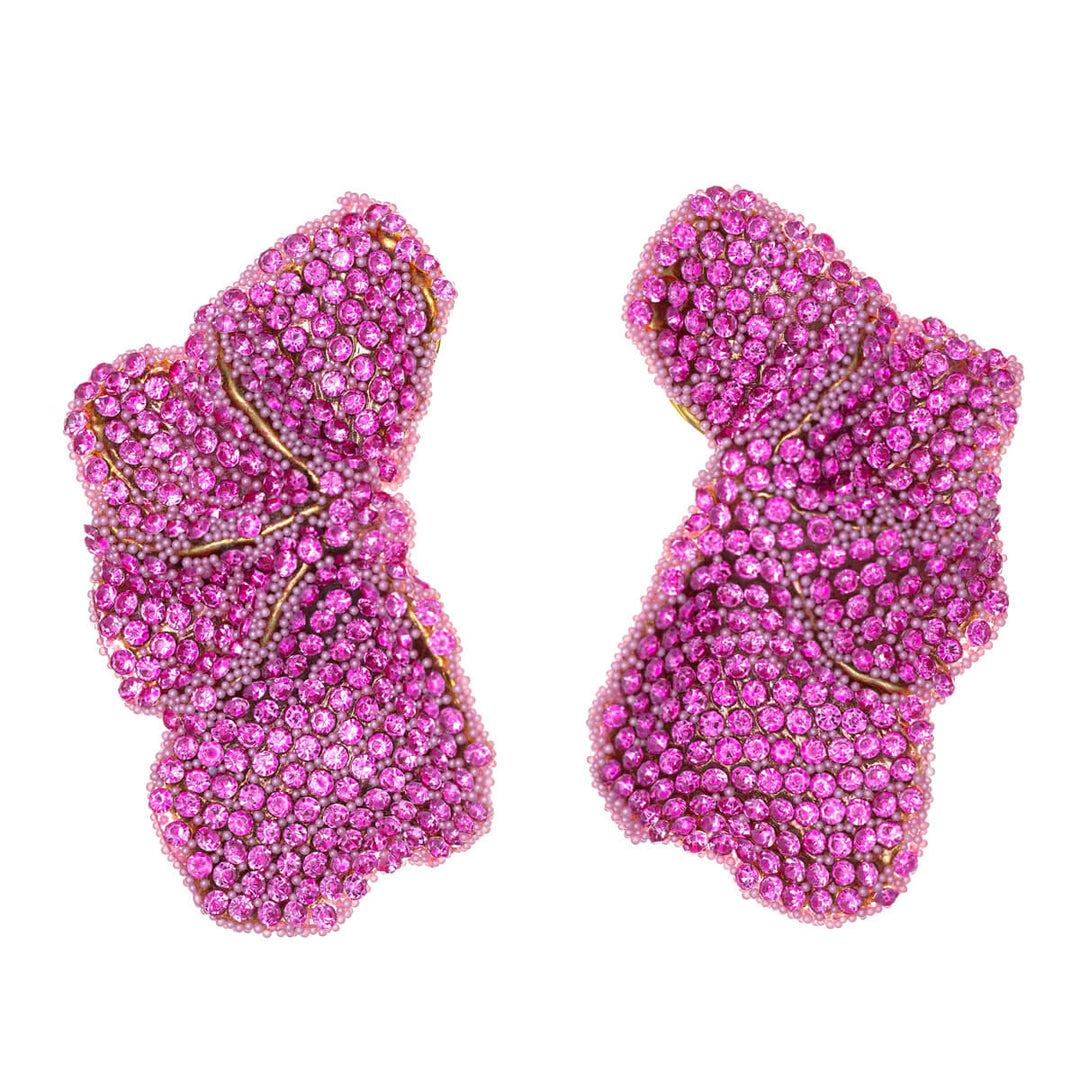 Rhinestone leaf earrings