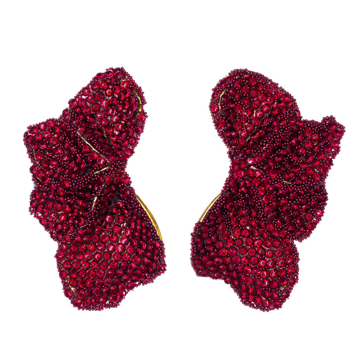 Rhinestone leaf earrings