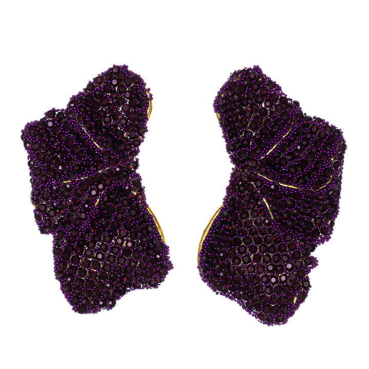 Rhinestone leaf earrings