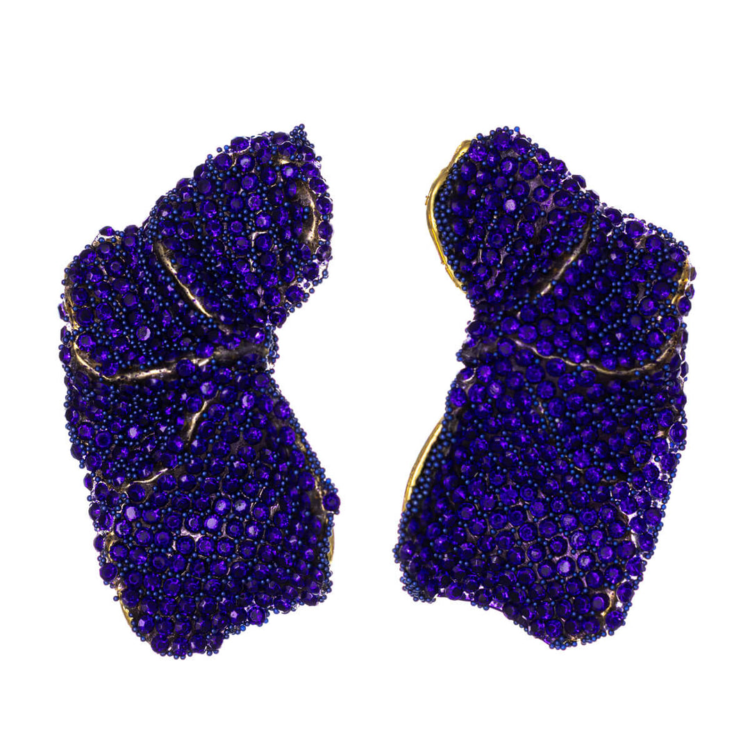 Rhinestone leaf earrings