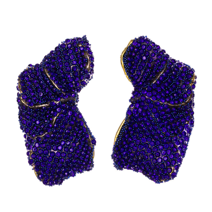 Rhinestone leaf earrings