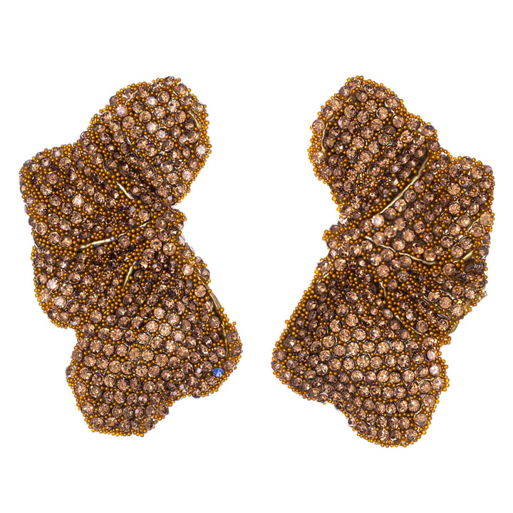 Rhinestone leaf earrings