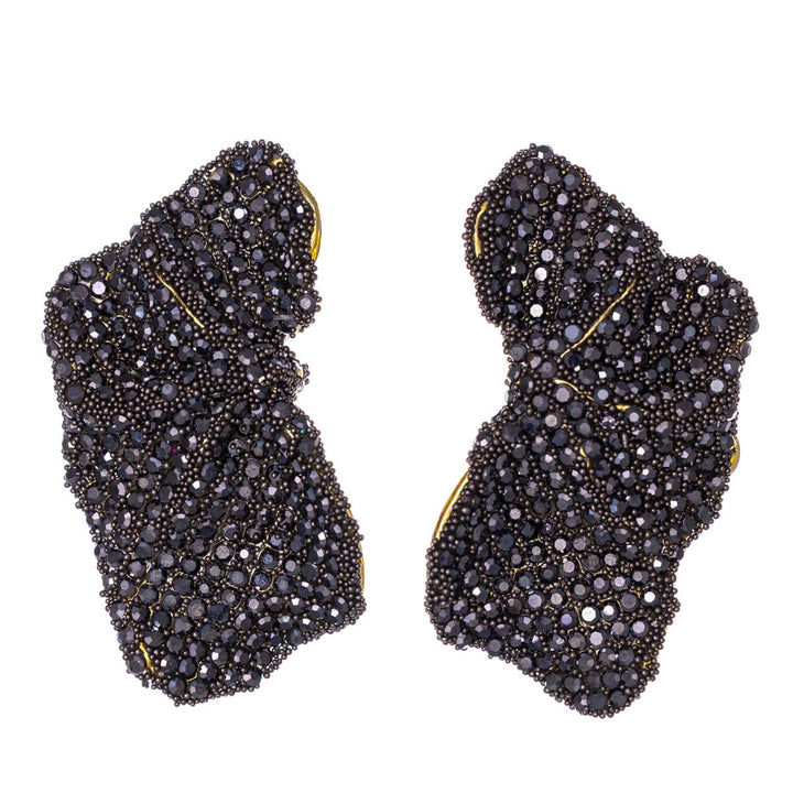 Rhinestone leaf earrings