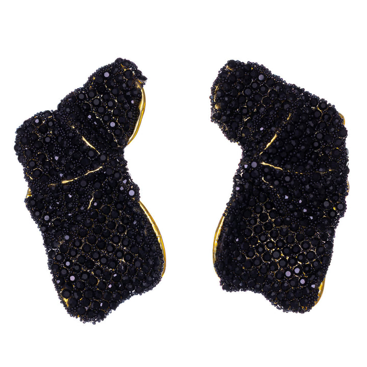 Rhinestone leaf earrings