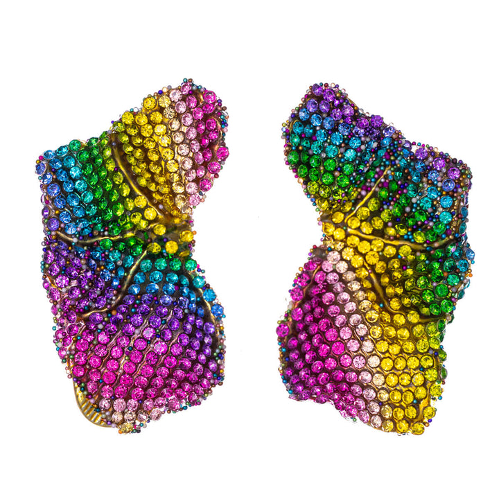 Rhinestone leaf earrings