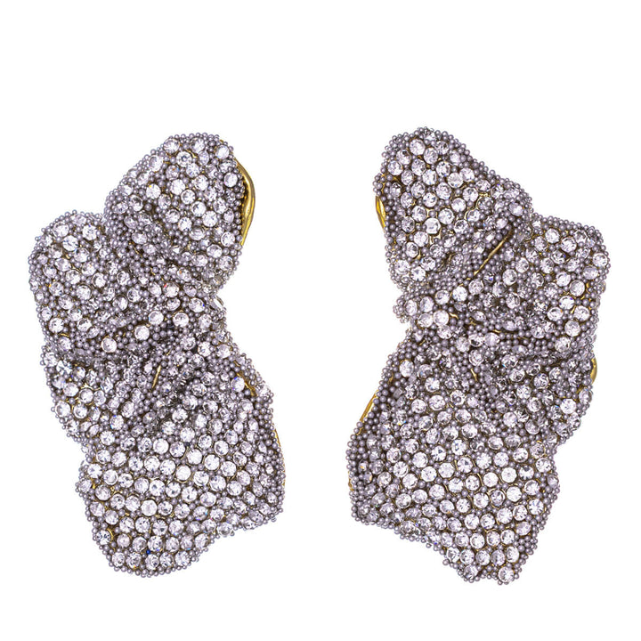 Rhinestone leaf earrings