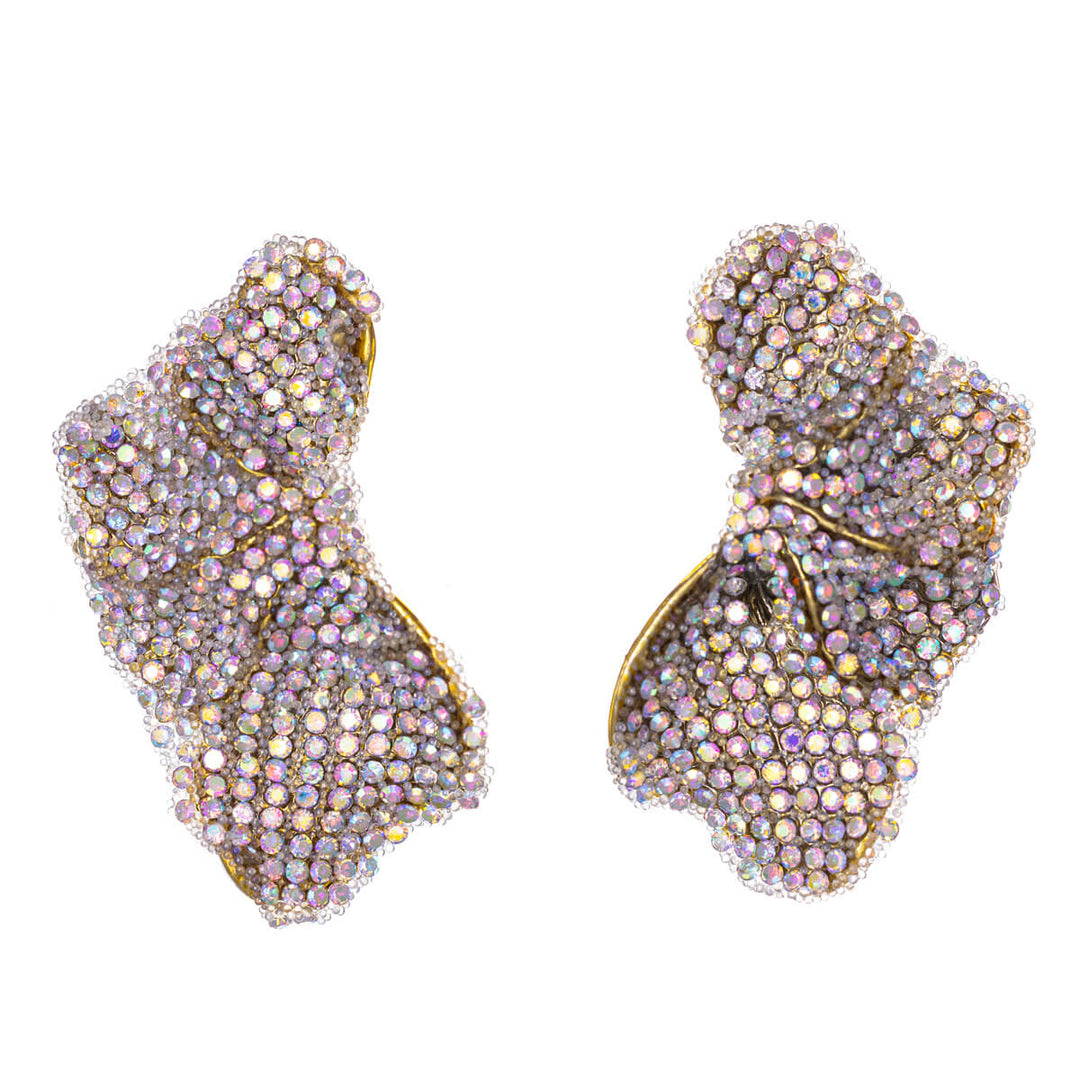 Rhinestone leaf earrings