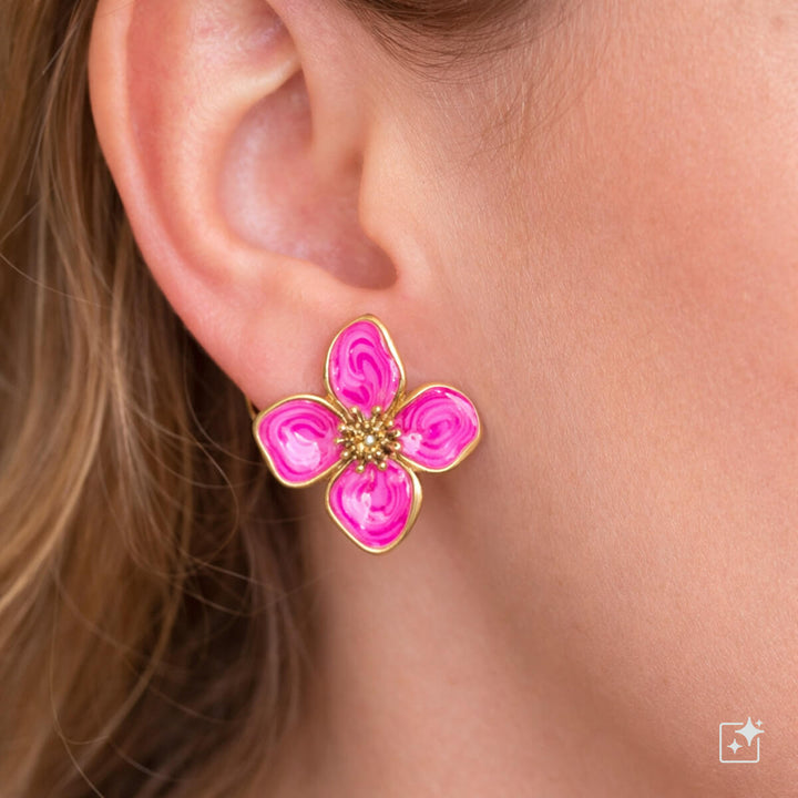 Flower earrings made of surgical steel (gold-plated 316L)