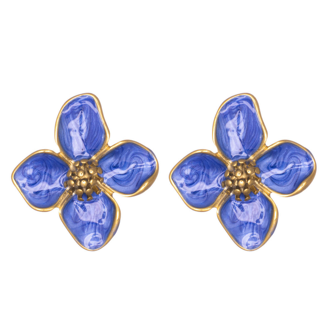 Flower earrings made of surgical steel (gold-plated 316L)