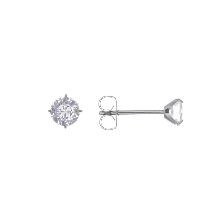 Titanium zirconia earrings 4mm (Titanium G23)