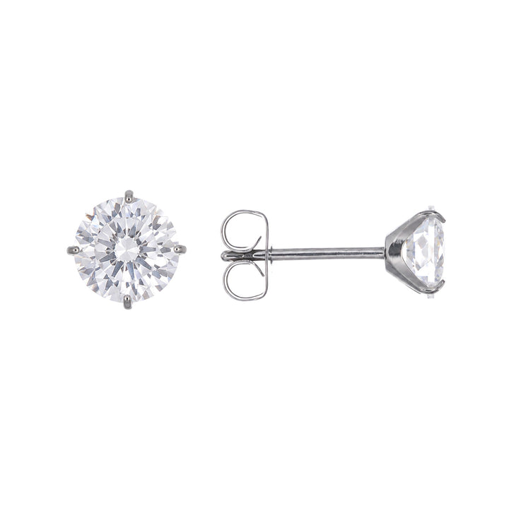 Titanium zirconia earrings 6mm (Titanium G23)