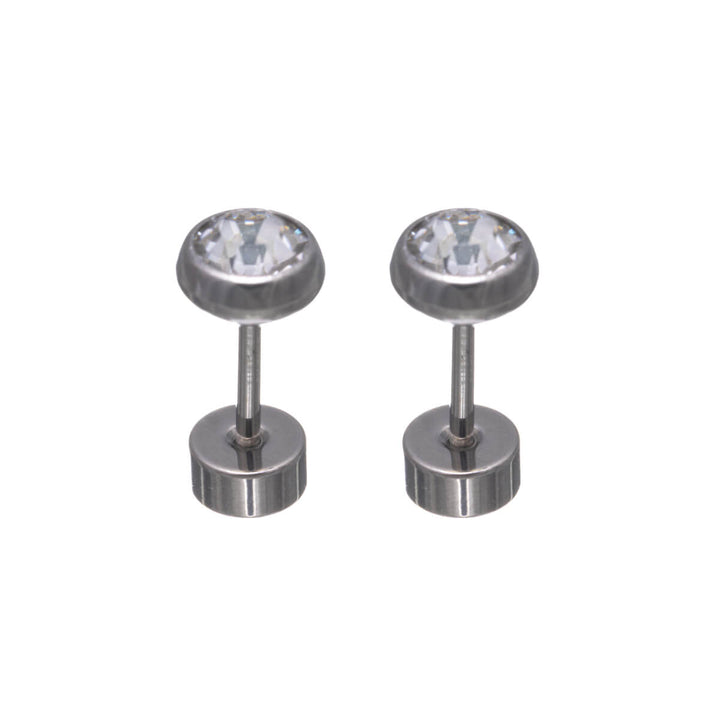 Titanium Crystal Stud Earrings 5mm – Screw Lock (G23)