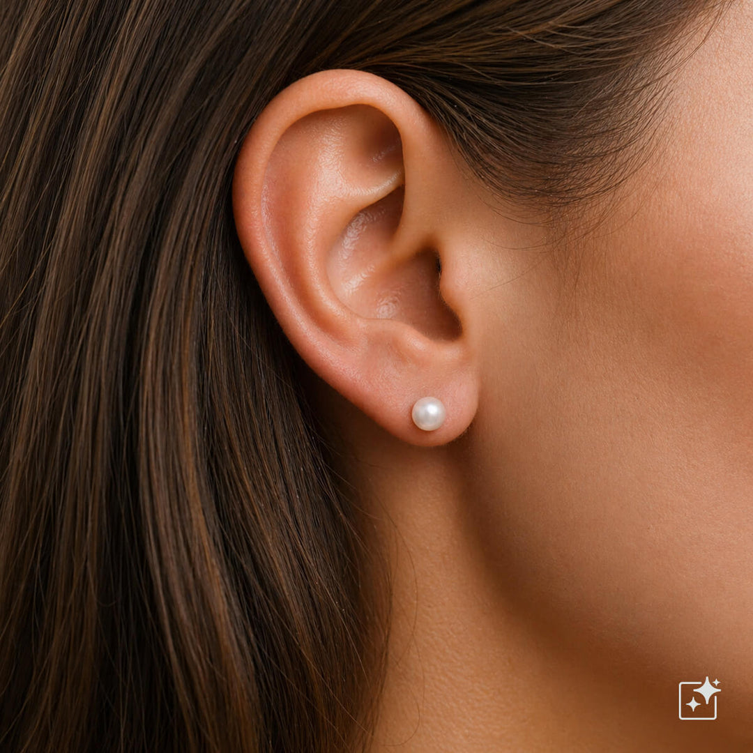 Genuine Pearl Earrings 6mm – Freshwater Pearl (Titanium G23)