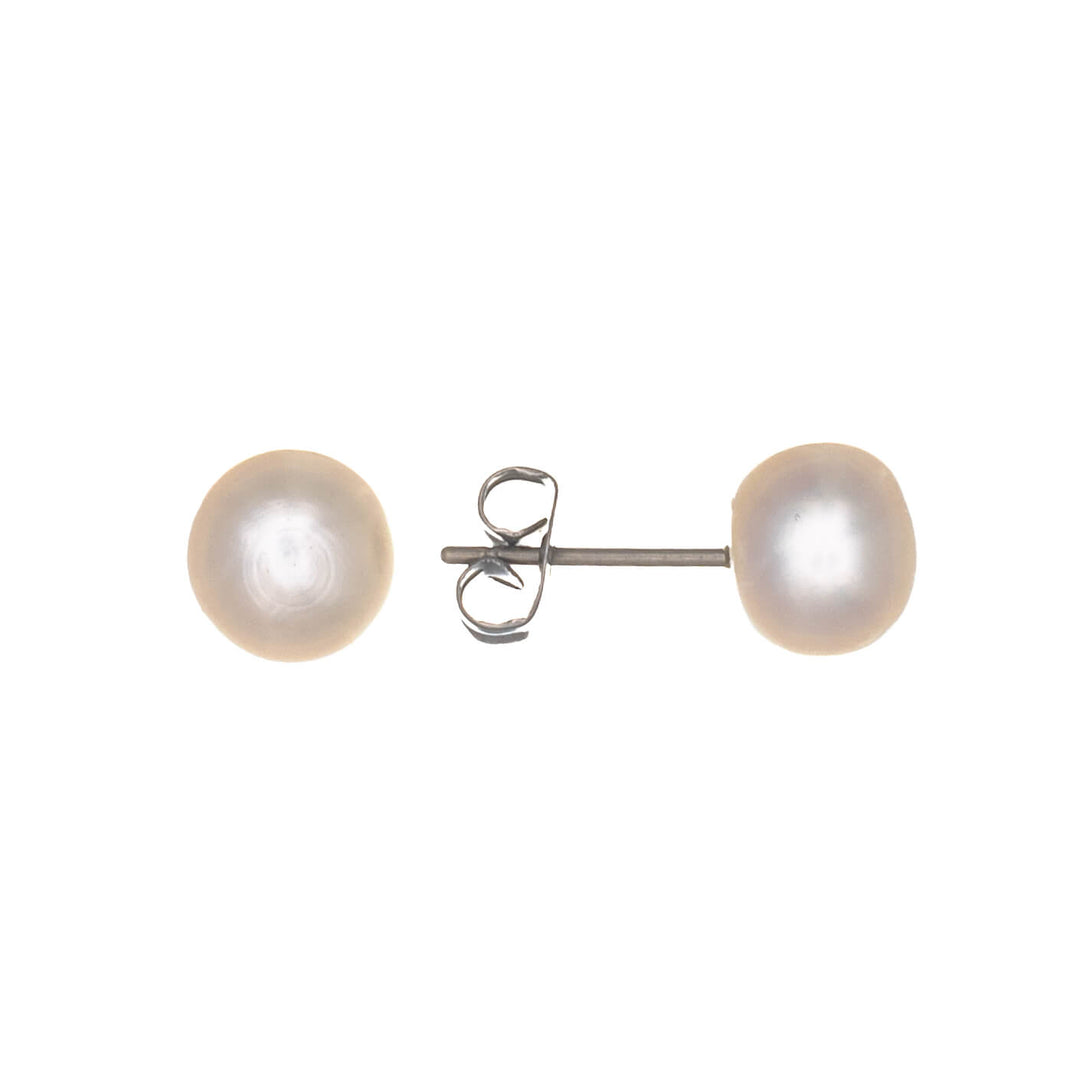 Genuine Pearl Earrings 8mm – Freshwater Pearl (Titanium G23)