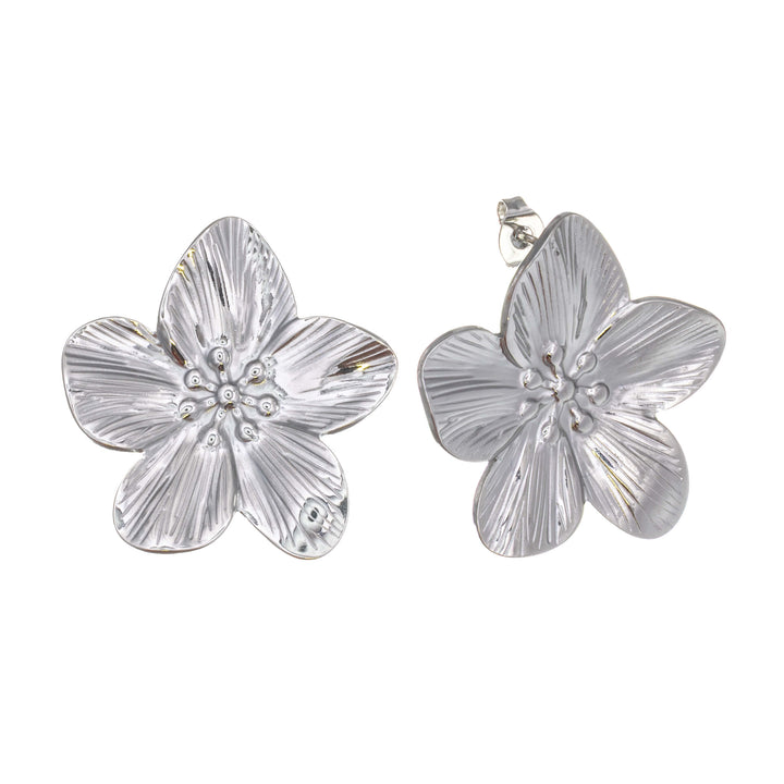 Delicate flower earring with pearl (316L steel)
