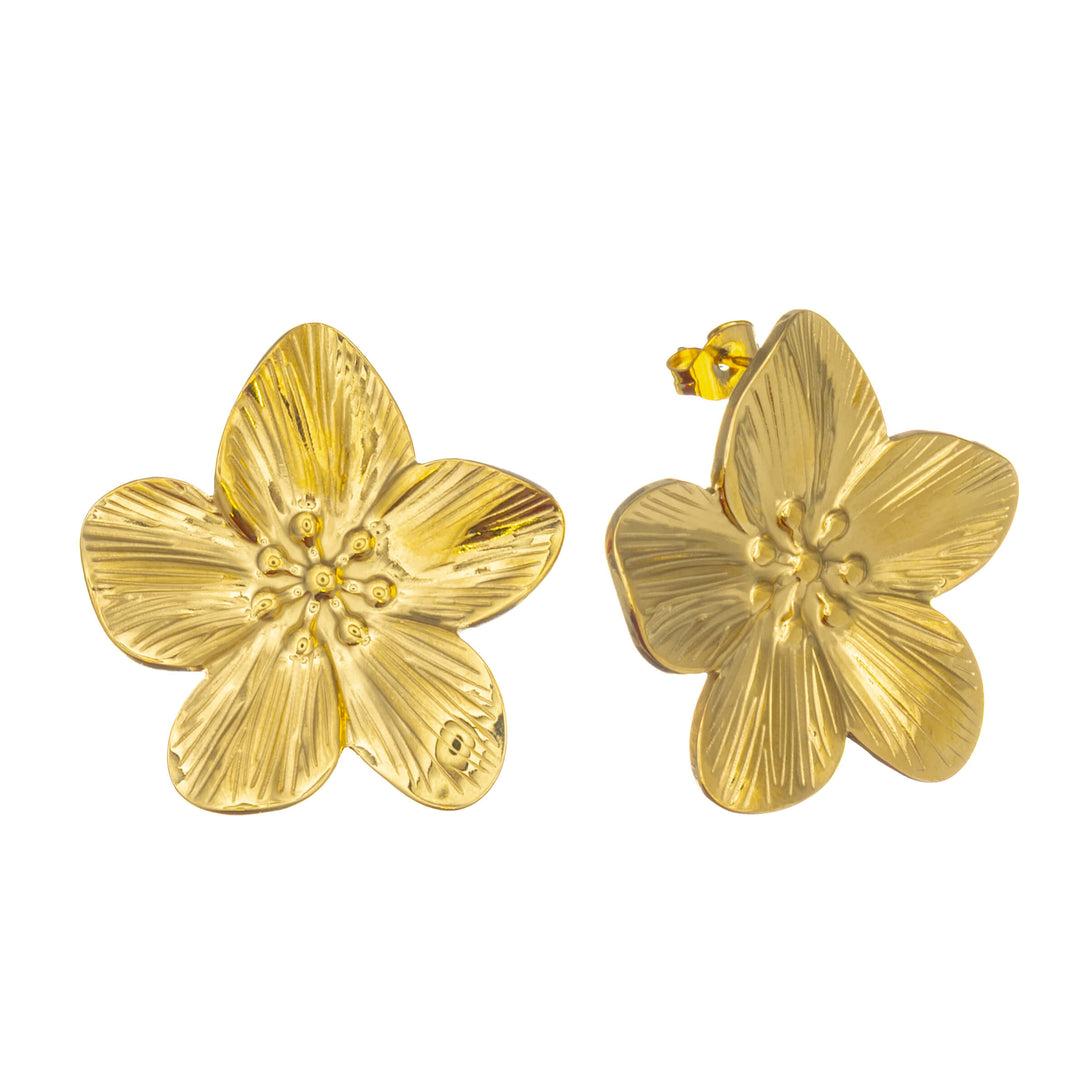 Delicate flower earring with pearl (316L steel)
