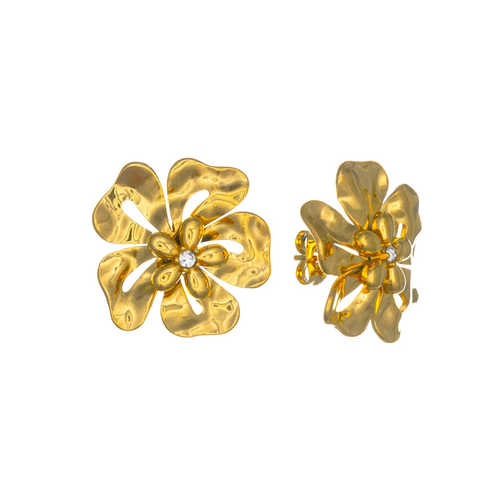 Flower earrings with zirconia stones – stainless steel flower design (316L)