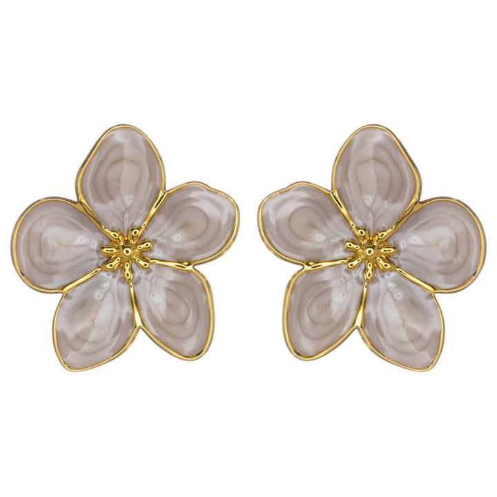 Colored flower earrings in gold-plated steel (316L steel)