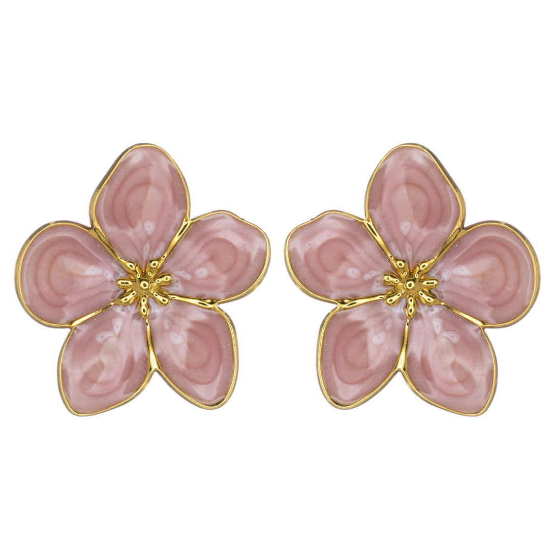 Colored flower earrings in gold-plated steel (316L steel)