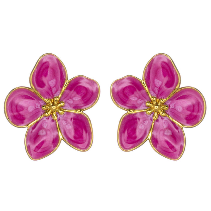Colored flower earrings in gold-plated steel (316L steel)
