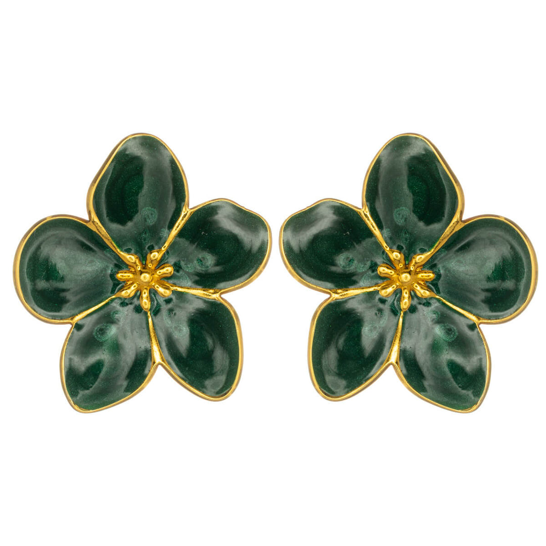 Colored flower earrings in gold-plated steel (316L steel)