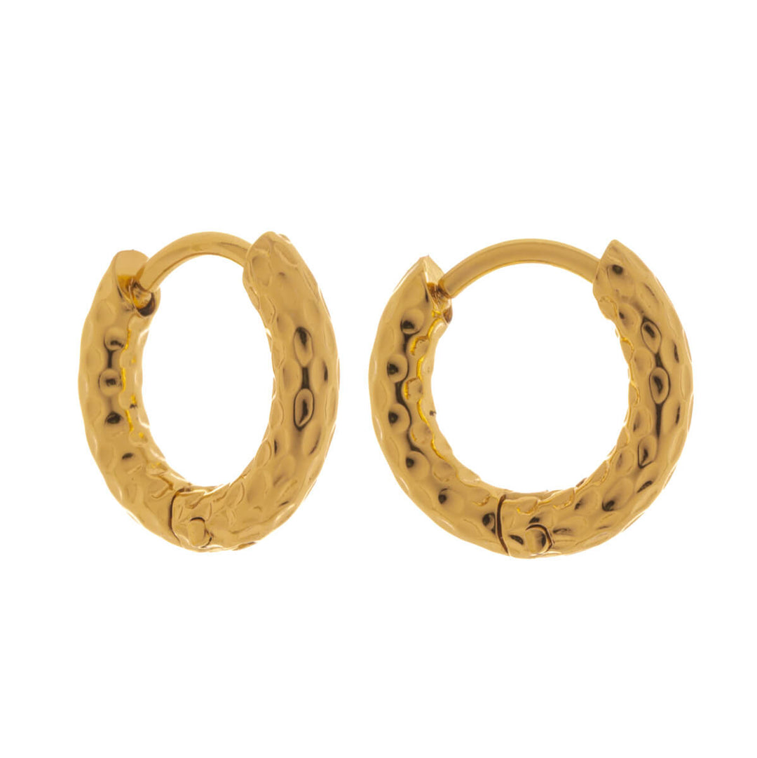 Forged gold-plated steel ear rings 8mm – Delicate model (316L)