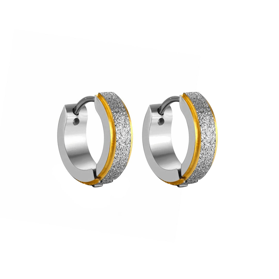 Two-tone glittering steel earring 4mm