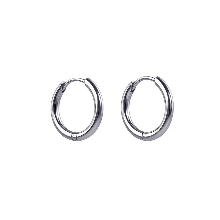 Small steel ear rings, set of 3 pairs (8 mm, 10 mm, and 12 mm)