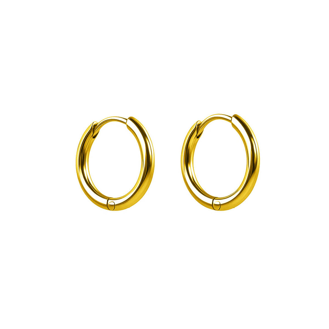 Set of 3 pairs of small gold steel ear rings (8 mm, 10 mm, and 12 mm)