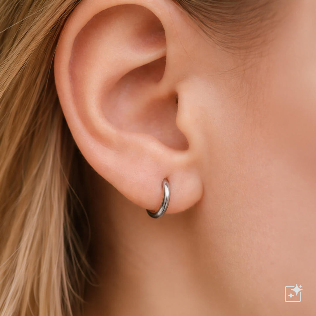 Small ear rings steel earrings 8mm (Steel 316L)