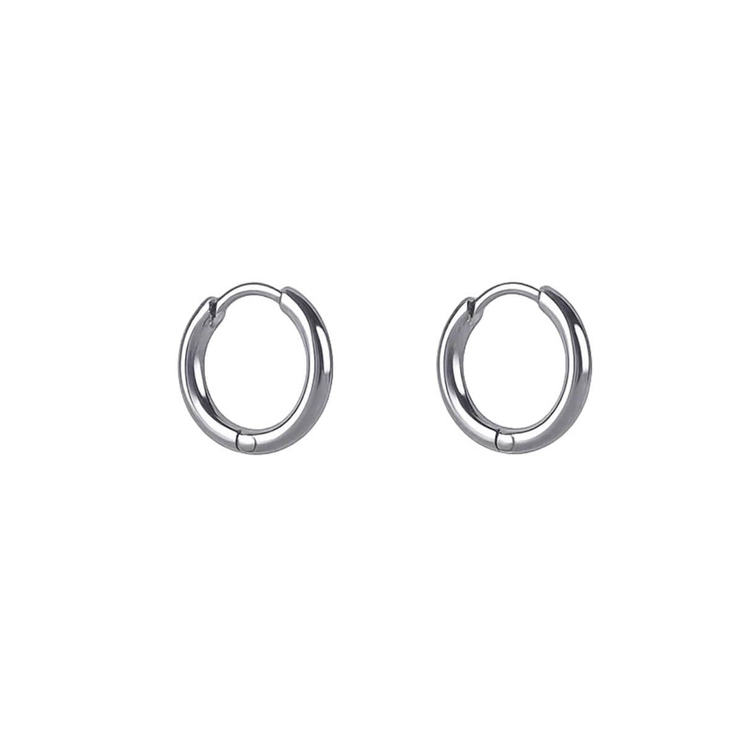 Small steel ear rings, set of 3 pairs (8 mm, 10 mm, and 12 mm)