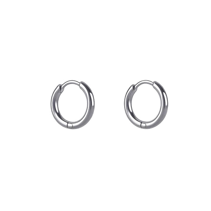 Small steel ear rings, set of 3 pairs (8 mm, 10 mm, and 12 mm)