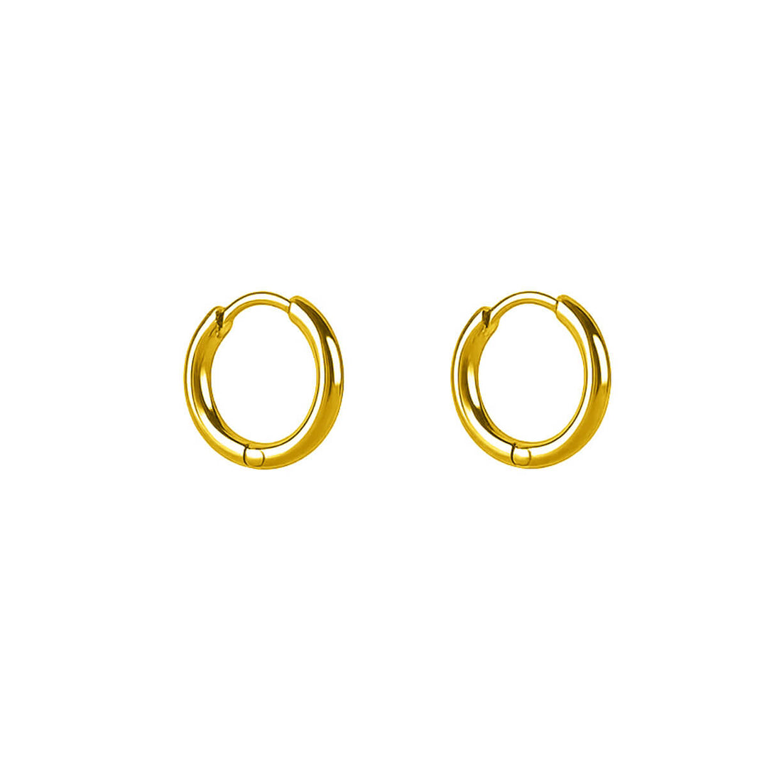 Set of 3 pairs of small gold steel ear rings (8 mm, 10 mm, and 12 mm)