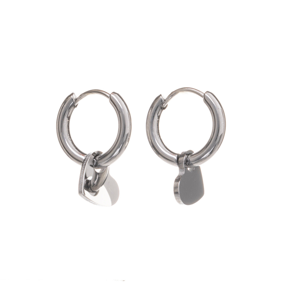Heart pendant earrings steel ring earrings