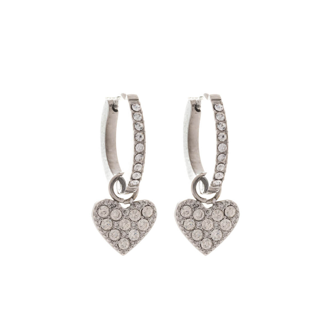 Heart pendant earrings with stone ring earrings (Steel 316L)