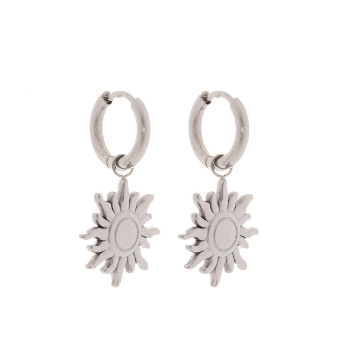 Sun pendant earrings earrings (Steel 316L)