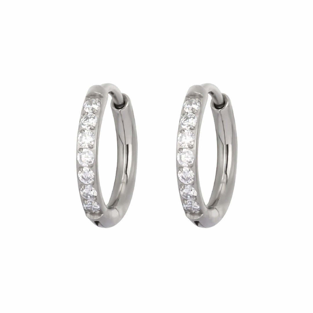 Titanium zirconia earrings 2mm (Titanium G23)