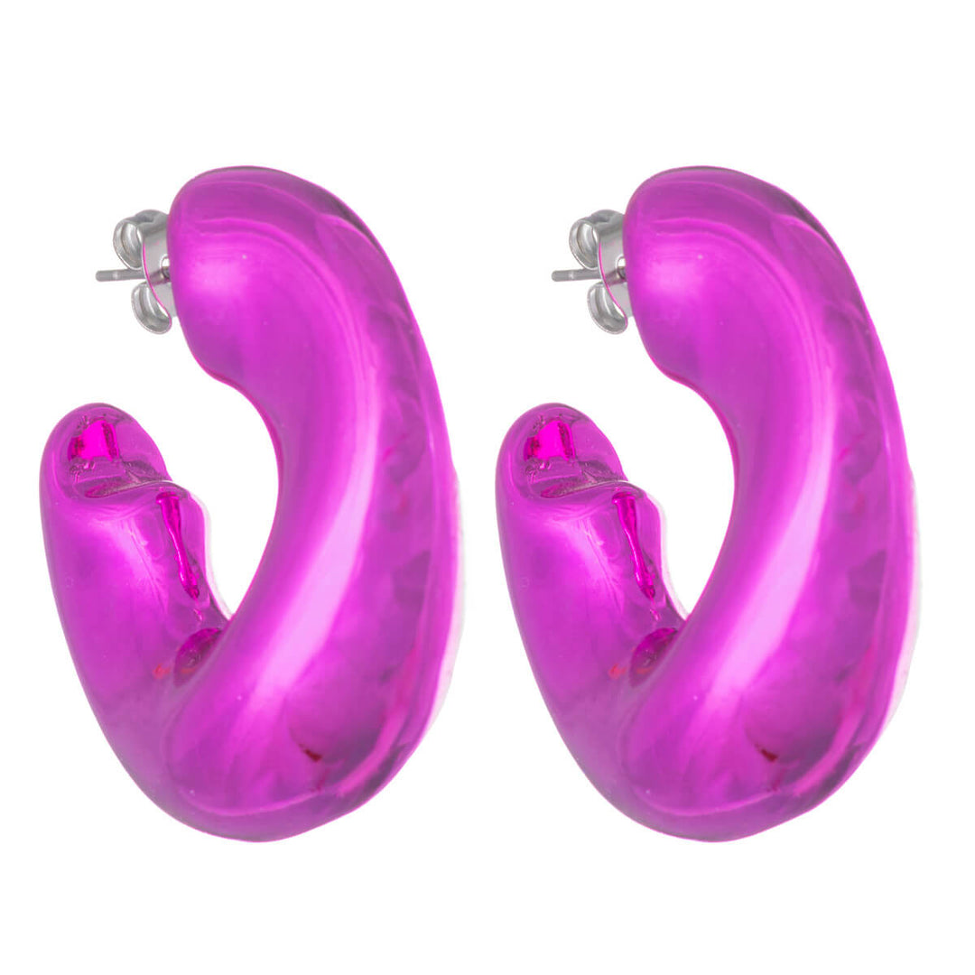 Thick shaped plastic earrings 3,5cm (Steel 316L)