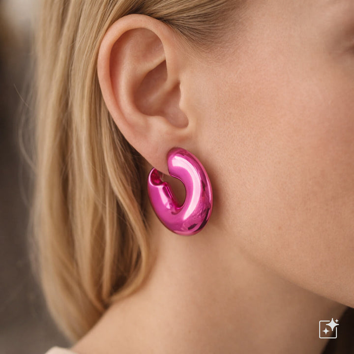 Thick shaped plastic earrings 3,5cm (Steel 316L)