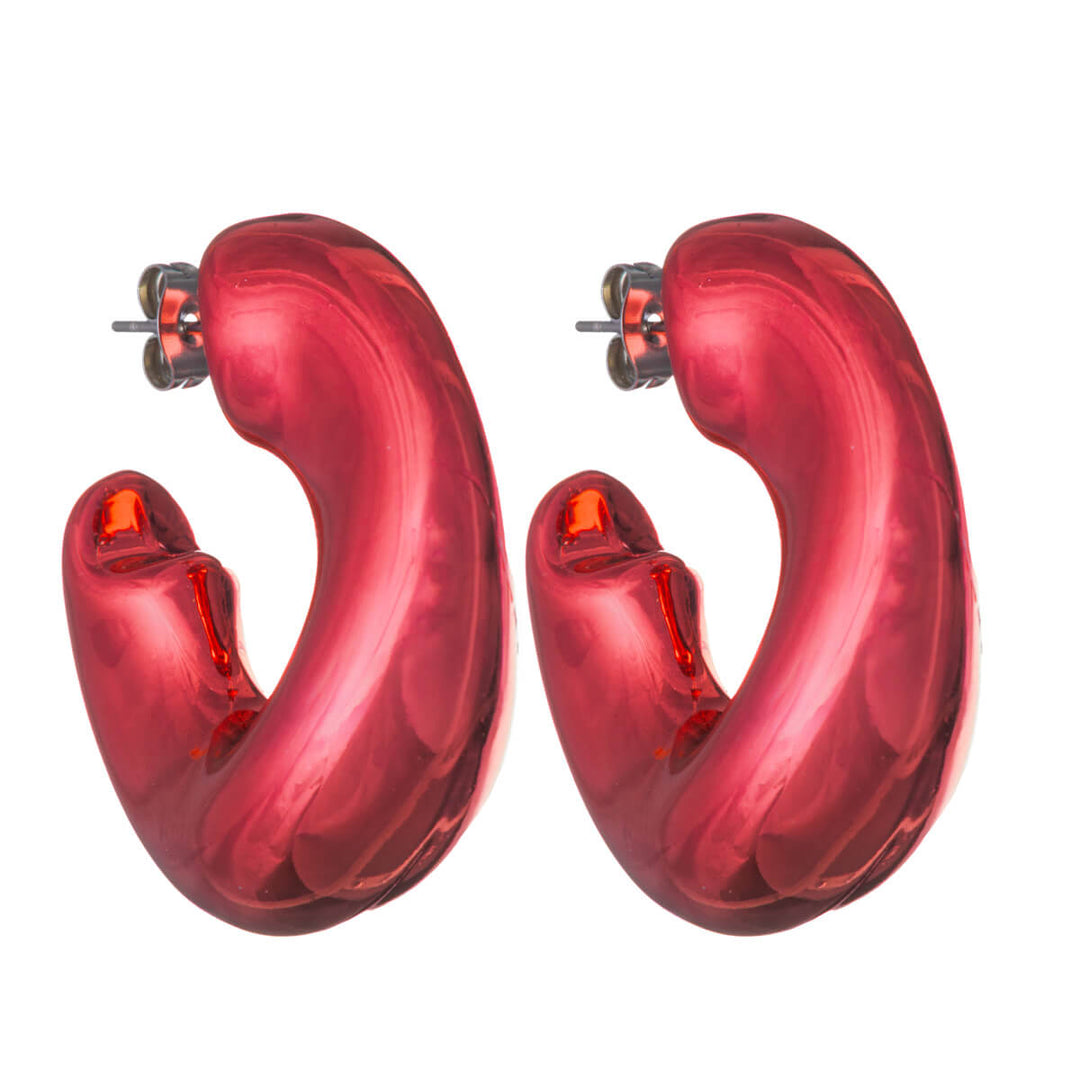 Thick shaped plastic earrings 3,5cm (Steel 316L)