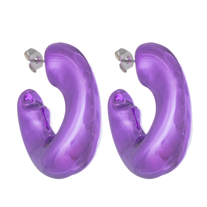 Thick shaped plastic earrings 3,5cm (Steel 316L)