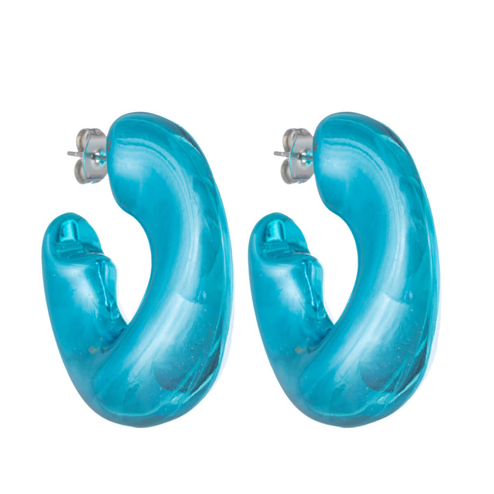 Thick shaped plastic earrings 3,5cm (Steel 316L)